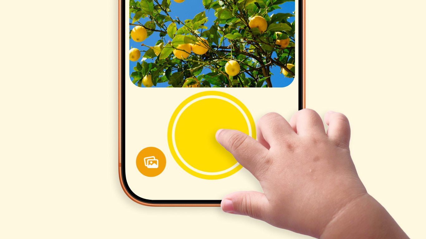 The extra-large shutter button in Lemon Squeezy