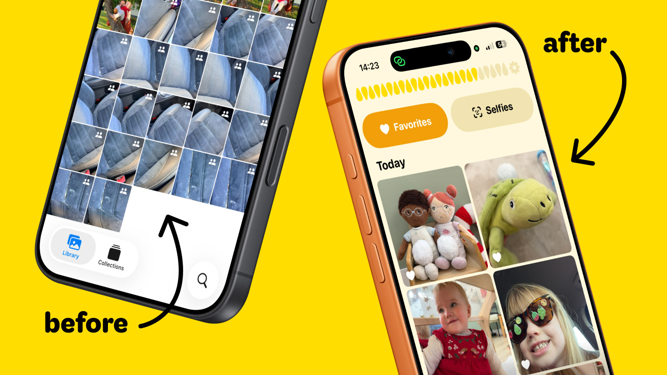 Comparison showing Lemon Squeezy’s safe gallery versus the Camera Roll