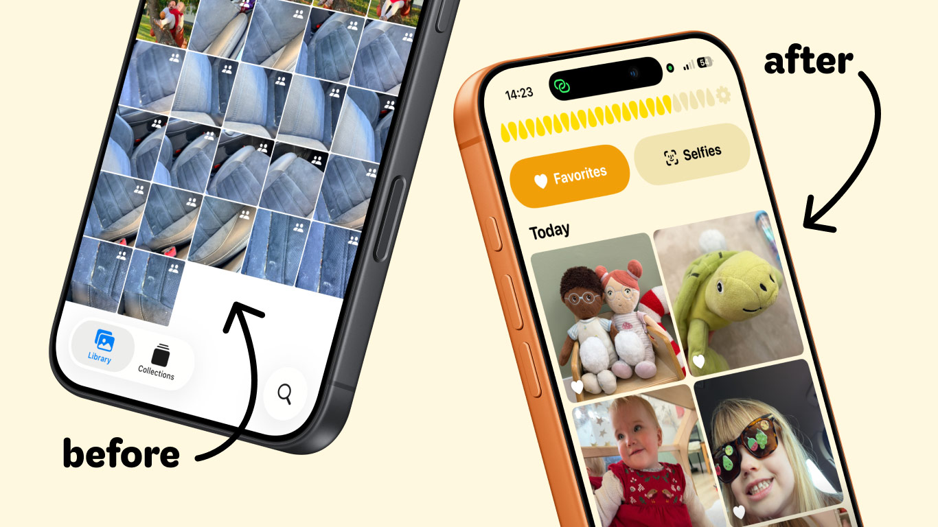 Comparison showing Lemon Squeezy’s safe gallery versus the Camera Roll
